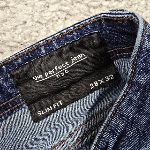 The Perfect Jean NYC Jeans Mens 28x32 (Fits 28x30.5) Blue Slim Stretch Denim - Picture 4 of 12